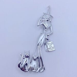 Vintage AJC Signed Large Witch Brooch